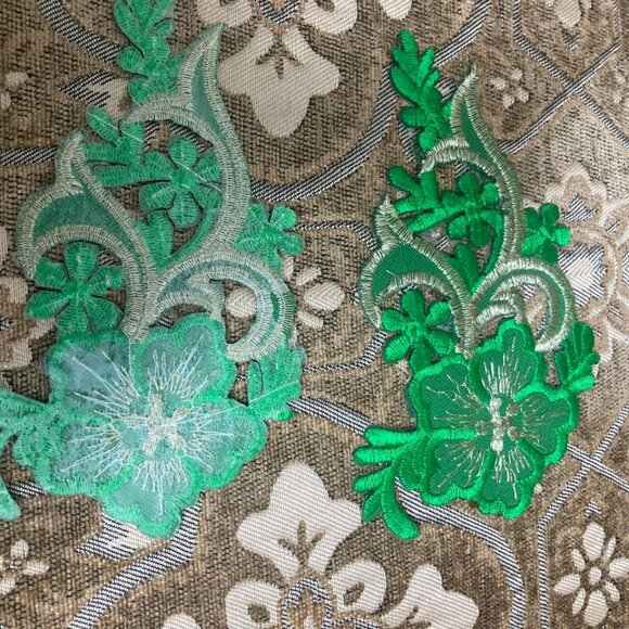 Kids Embroidery Patches Iron On Patch Craft Clothes Accessory Flower 1 Pair Set - Picture 6 of 9